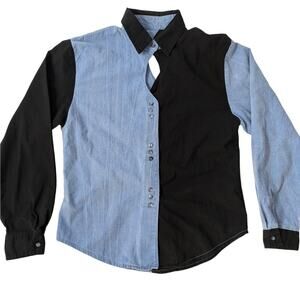 2-Tone Denim Cutout Westernwear Shirt